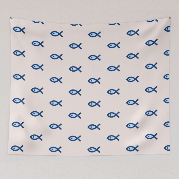 Item preview, Classic Blue Ichthys – Christian Fish Symbol Faith & Strength Design designed and sold by  KnitLuv.