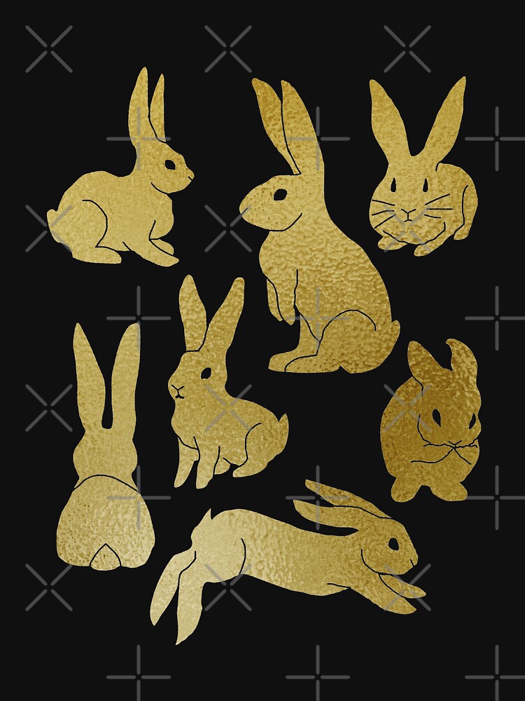 Gold Bunny Rabbit Silhouettes by tinaschofield