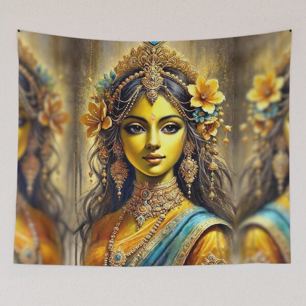 Item preview, Shrimati Radharani Divine Beauty | Textured Watercolor Sacred Art | Hindu Spiritual Painting designed and sold by Sarasvati’s Divine Art.
