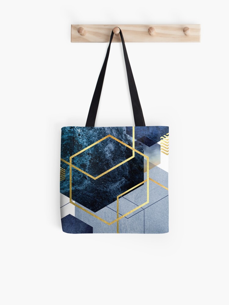 navy and gold bag