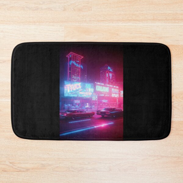 Item preview, 80s Retro-Futuristic Cityscape | Neon-Lit Art with Vintage Cars & Holographic Billboards designed and sold by kanjxtan.