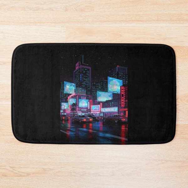 Item preview, 80s Retro-Futuristic Cityscape | Neon-Lit Art with Vintage Cars & Holographic Billboards designed and sold by kanjxtan.