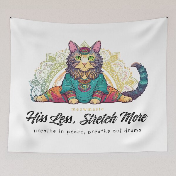 Item preview, YOGA Hiss Less, Stretch More. breathe in peace, breathe out drama designed and sold by FoxWink Inc.