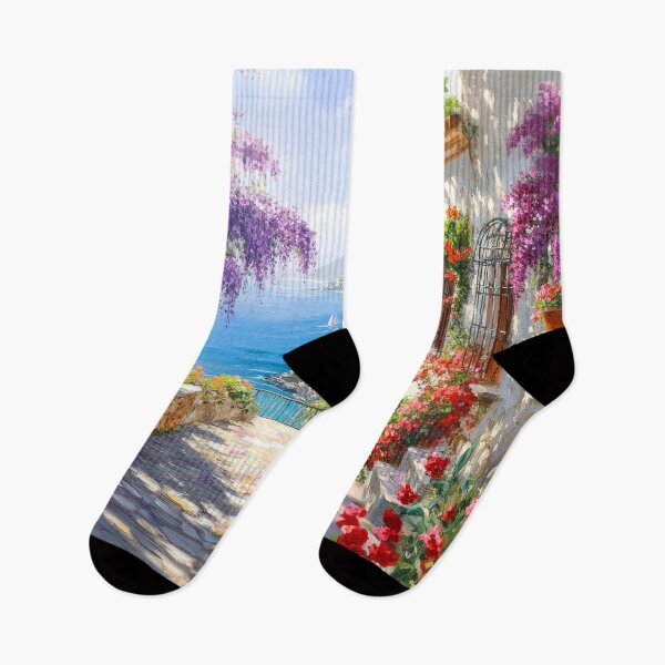 Item preview, Coastal Bloom – Mediterranean Scenery with Vibrant Flowers designed and sold by MargaretWiktor.