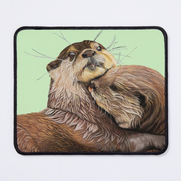 Item preview, Otter couple - Otter art - otter wall art - wildlife art - otter mate - otter family - otter swim designed and sold by IslesArt.