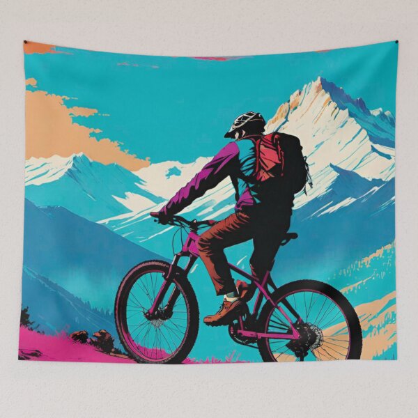 Item preview, MTB Rider Overlooking the Majestic Mountains designed and sold by GrizzlyCollective.