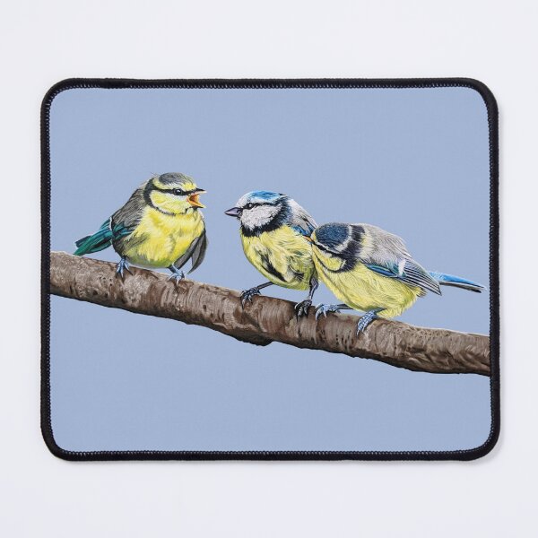 Item preview, Blue Tits sitting on a branch - twittering birds designed and sold by IslesArt.