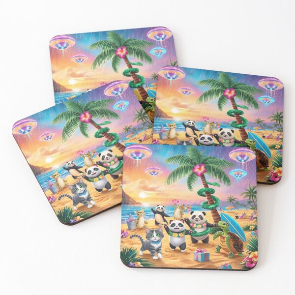 Item preview, Tropical Rainy Party Sunset With Pandas and Spacecraft designed and sold by Dream Output .
