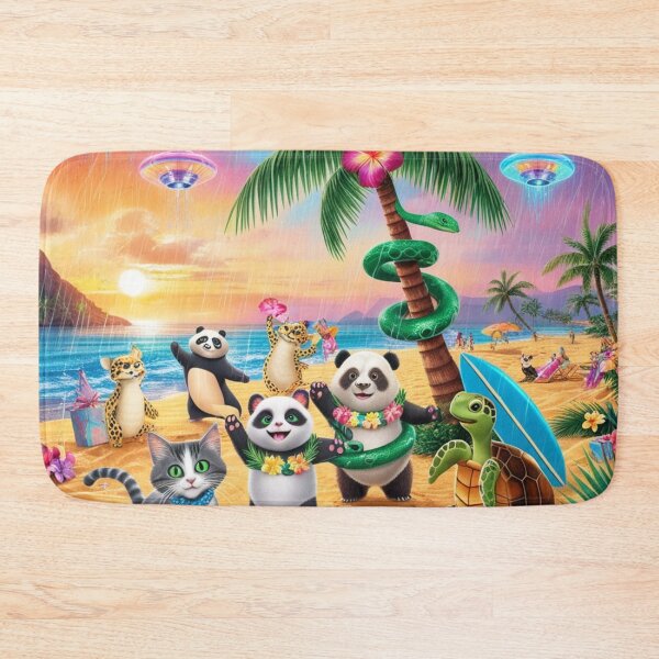 Item preview, Tropical Rainy Party Sunset With Pandas and Spacecraft designed and sold by Dream Output .