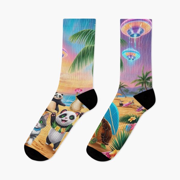 Item preview, Tropical Rainy Party Sunset With Pandas and Spacecraft designed and sold by Dream Output .