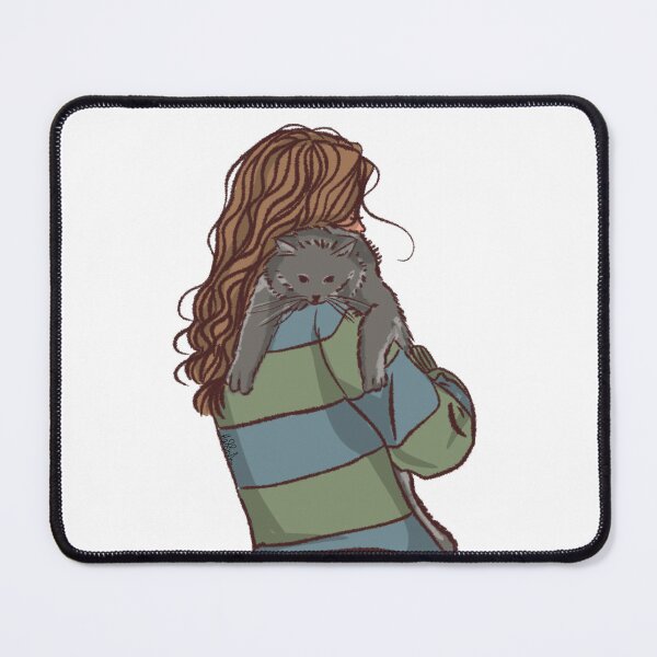 Item preview, A woman in blue and green sweatshirt holding her back cat designed and sold by Hessah-HA.