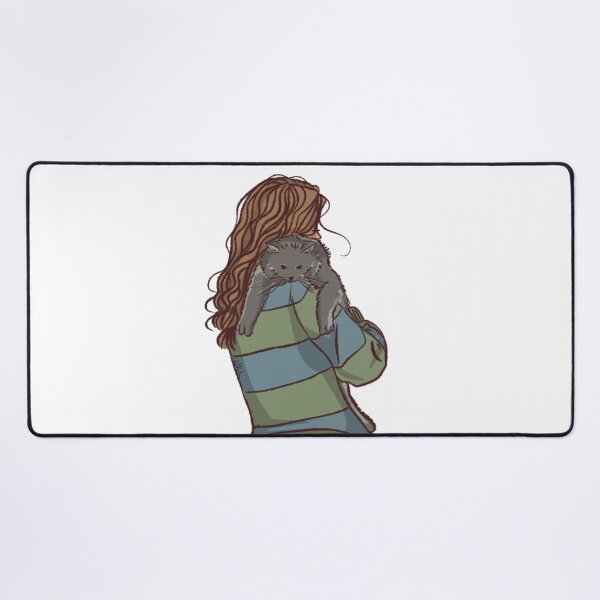 Item preview, A woman in blue and green sweatshirt holding her back cat designed and sold by Hessah-HA.