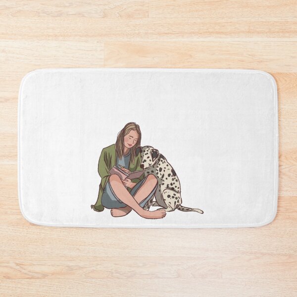 Item preview, A woman writing with her dog  designed and sold by Hessah-HA.