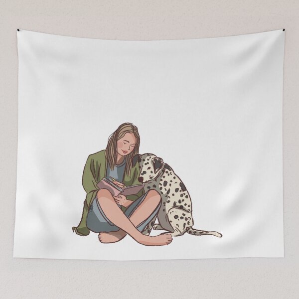 Item preview, A woman writing with her dog  designed and sold by Hessah-HA.
