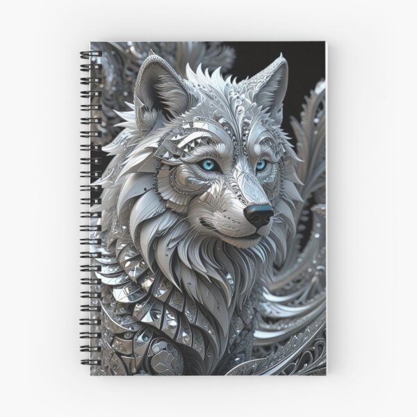 Aperçu de l'œuvre Loup mystique argenté en filigrane tourbillonnant créée et vendue par Harmonic_Layers.