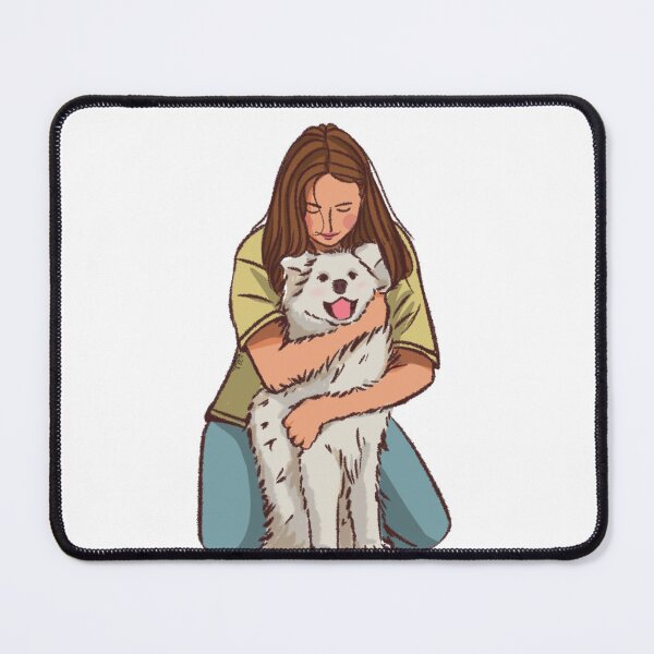 Item preview, woman hugging her big white dog designed and sold by Hessah-HA.