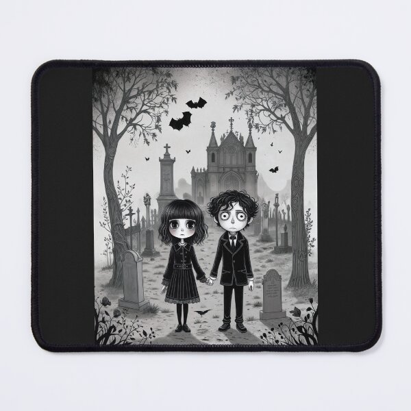 Item preview, Goth couple at cemetery designed and sold by MetalSatyrShop.