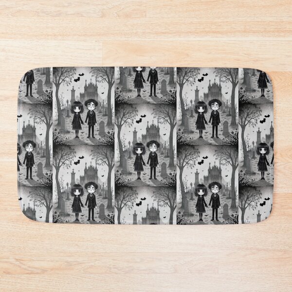 Item preview, Goth couple at cemetery designed and sold by MetalSatyrShop.