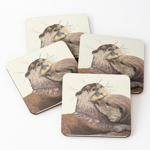 Item preview, Otter couple - Otter art - otter wall art - wildlife art - otter mate - otter family - otter swim designed and sold by IslesArt.