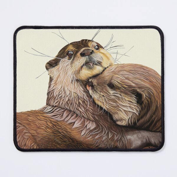 Item preview, Otter couple - Otter art - otter wall art - wildlife art - otter mate - otter family - otter swim designed and sold by IslesArt.