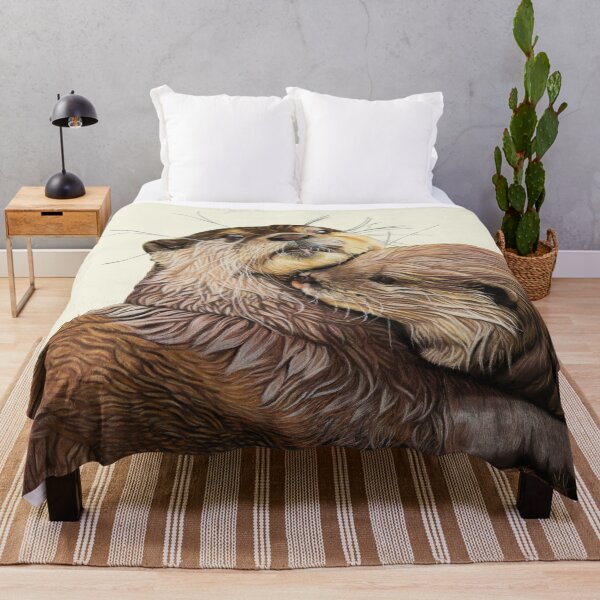Item preview, Otter couple - Otter art - otter wall art - wildlife art - otter mate - otter family - otter swim designed and sold by IslesArt.