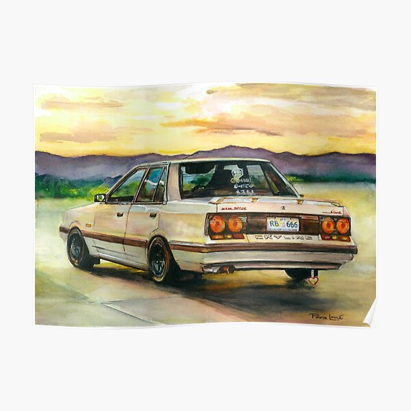 Nissan Skyline Watercolour Painting by Paris Lomé Poster