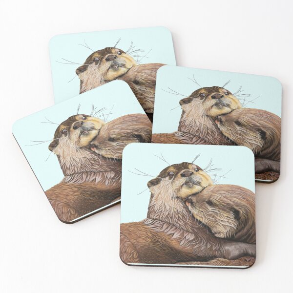 Item preview, Copy of Otter couple - Otter art - otter wall art - wildlife art - otter mate - otter family - otter swim designed and sold by IslesArt.