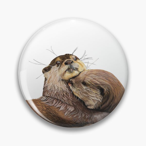 Item preview, Otter couple - Otter art - otter wall art - wildlife art - otter mating - otter family - otter swim designed and sold by IslesArt.