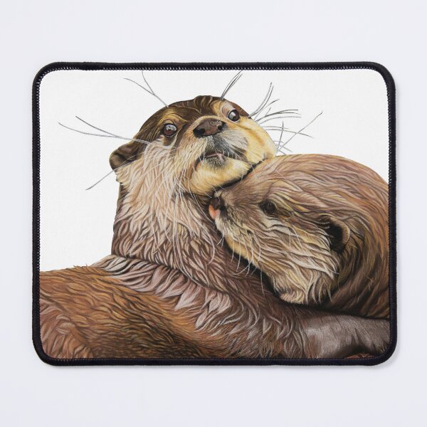 Item preview, Otter couple - Otter art - otter wall art - wildlife art - otter mating - otter family - otter swim designed and sold by IslesArt.