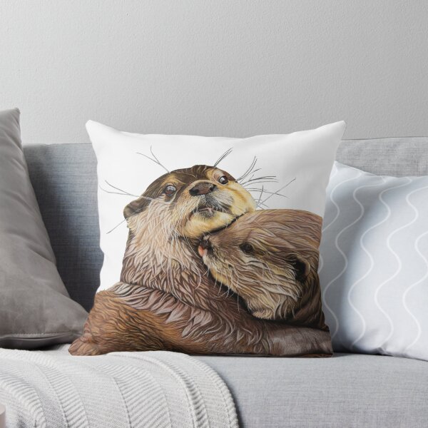 Item preview, Otter couple - Otter art - otter wall art - wildlife art - otter mating - otter family - otter swim designed and sold by IslesArt.