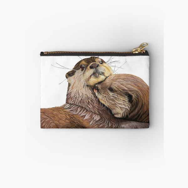 Item preview, Otter couple - Otter art - otter wall art - wildlife art - otter mating - otter family - otter swim designed and sold by IslesArt.