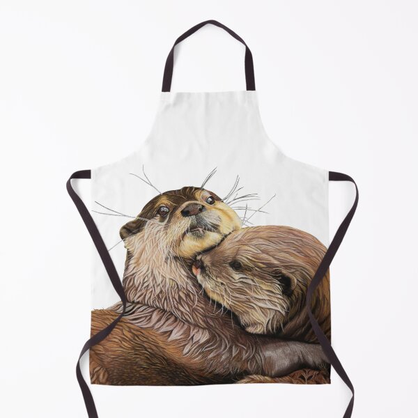 Item preview, Otter couple - Otter art - otter wall art - wildlife art - otter mating - otter family - otter swim designed and sold by IslesArt.