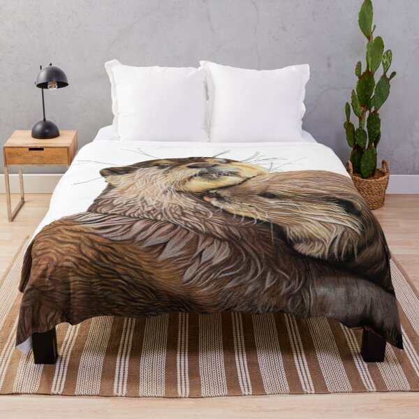 Item preview, Otter couple - Otter art - otter wall art - wildlife art - otter mating - otter family - otter swim designed and sold by IslesArt.
