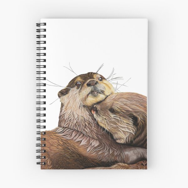 Item preview, Otter couple - Otter art - otter wall art - wildlife art - otter mating - otter family - otter swim designed and sold by IslesArt.