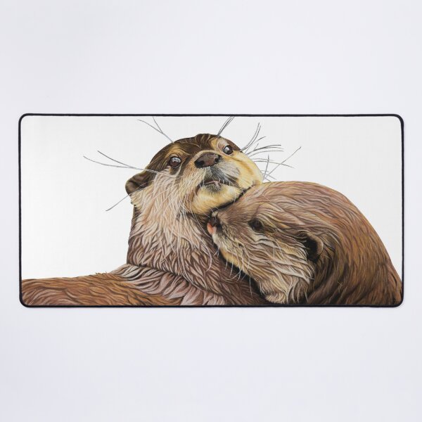 Item preview, Otter couple - Otter art - otter wall art - wildlife art - otter mating - otter family - otter swim designed and sold by IslesArt.