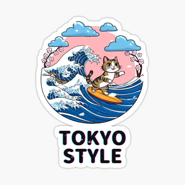 Artikel-Vorschau von Japanische Vintage Surfing Katze, designt und verkauft von R46Tokyo.