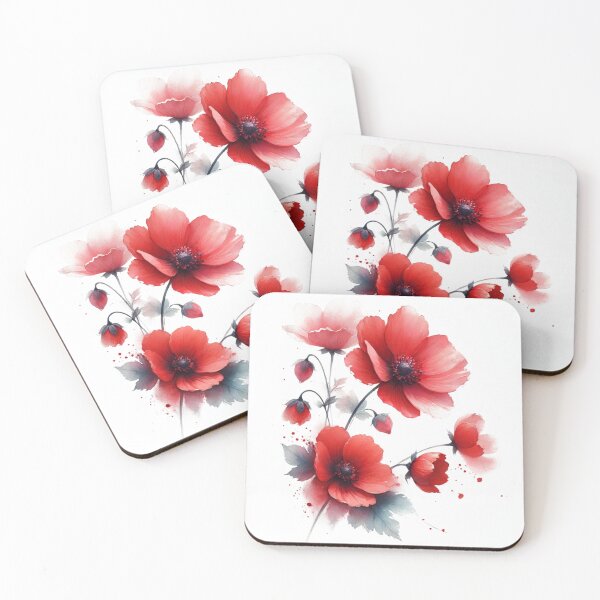 Item preview, Red Poppies Flowers watercolor  designed and sold by Monika Howarth.