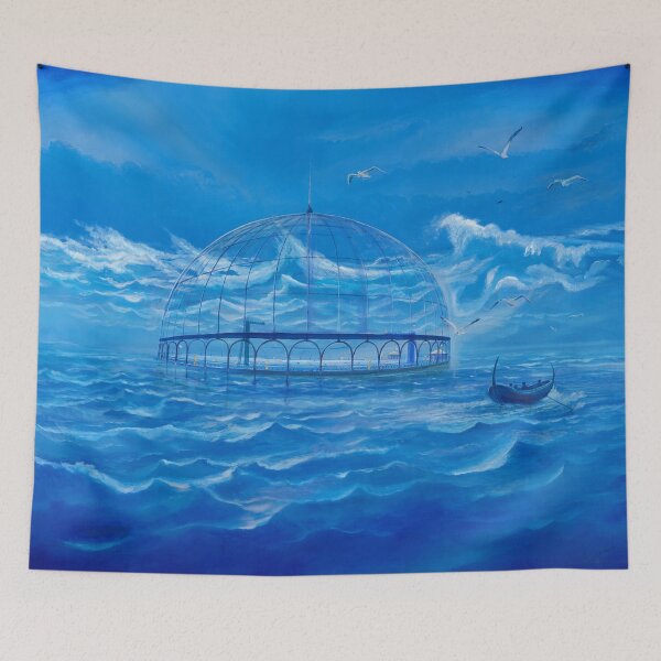 Item preview, Swimming lake in the sea - bird aviary as an outdoor swimming pool in the sea designed and sold by art paintings.