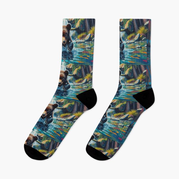 Item preview, Black Bear Cub Playing in a Pool designed and sold by Skye Ryan-Evans.