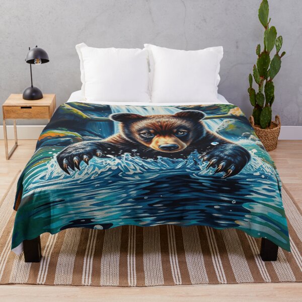 Item preview, Black Bear Cub Playing in a Pool designed and sold by Skye Ryan-Evans.