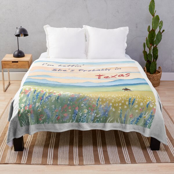 Item preview, She’s Probably in Texas – Wildflower Cowboy Scene designed and sold by HonkyTonk2025.
