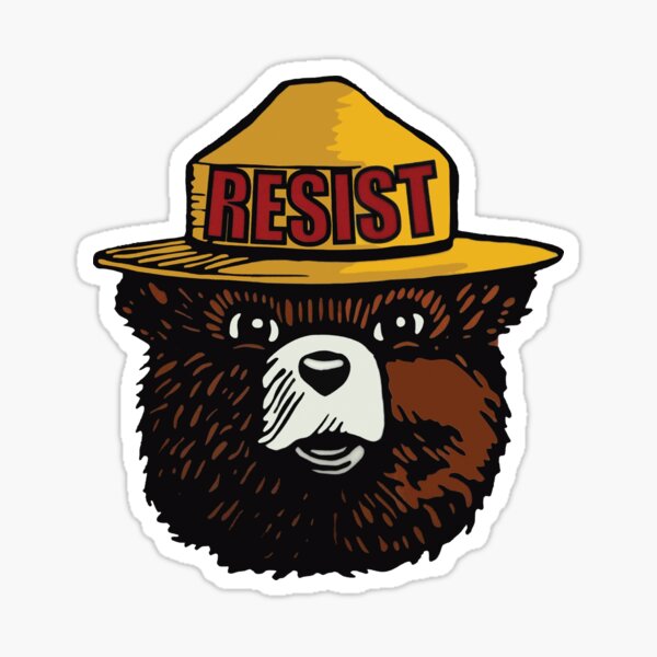 Vista previa del artículo con la obra «Smokey el oso resiste», diseñado y vendido por mipasuteru.