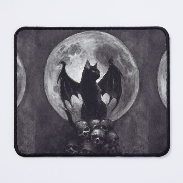 Item preview, Witchy black cat on skulls with moon designed and sold by BrontesWhimsyStore.