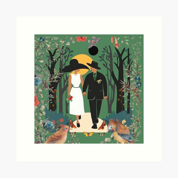 Item preview, Lovers with birds and butterflies designed and sold by Modern-Tropical.