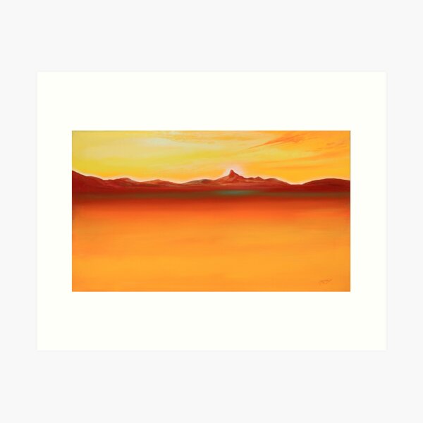 Item preview, Orange Sea - orange water with island group designed and sold by ARTPAINTINGS-online.