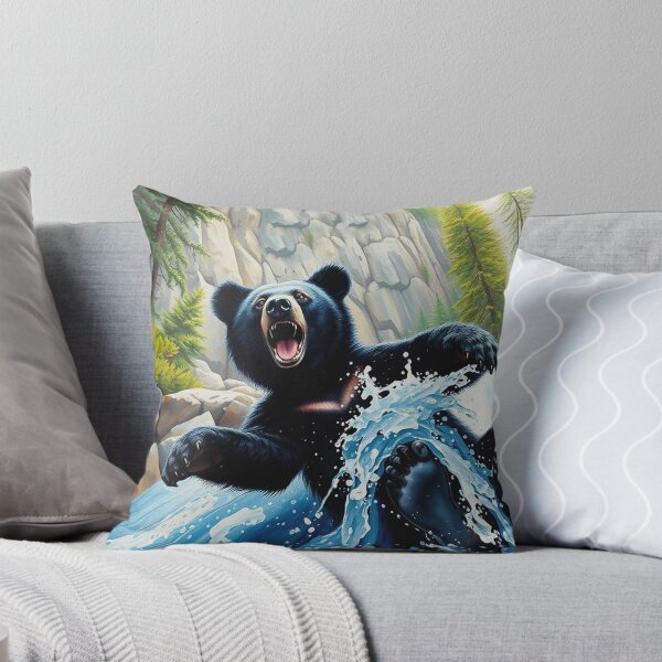 Item preview, Black Bear on a Waterfall Slide designed and sold by Skye Ryan-Evans.