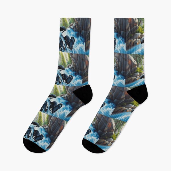 Item preview, Black Bear on a Waterfall Slide designed and sold by Skye Ryan-Evans.