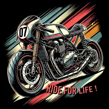 Artwork thumbnail, Cafe Racer Motorcycle Ride For Life by Lucid-Threadz
