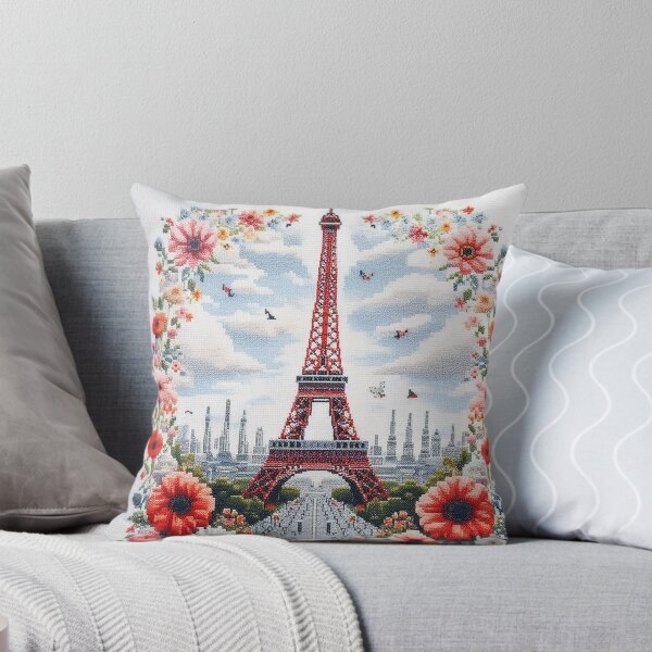 Item preview, Enchanting Eiffel Tower Floral Cross-Stitch Art designed and sold by red one.