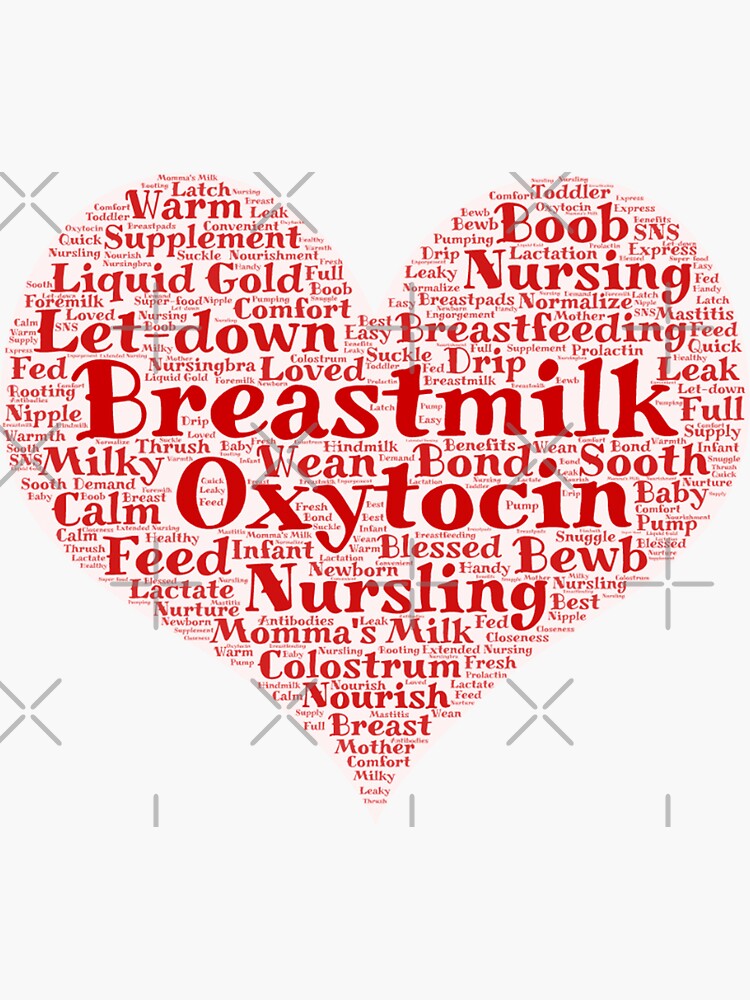 Thumbnail 3 of 3, Sticker, Breastfeeding Mom Words Heart designed and sold by yigosflower.